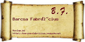 Barcsa Fabrícius névjegykártya
